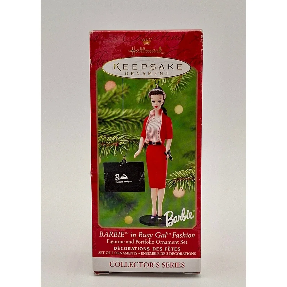 Hallmark Barbie Ornament In Busy Gal Fashion Set Keepsake Collectors Box Vintage